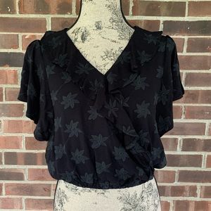 NWT Mustard Seed embroidered ruffle cropped top